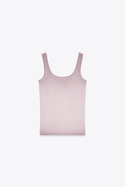 ZARA ТОП В РУБЧИК, ЦВЕТ МАЛЬВЫ