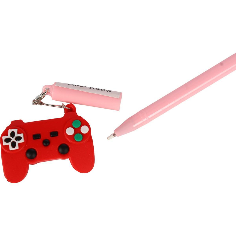 Ручка гелевая 0,5мм, синяя, с брелком, 4 цвета микс, С-40261