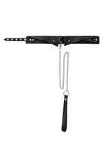 Черный ошейник-воротник с поводком (Цвет: черный)