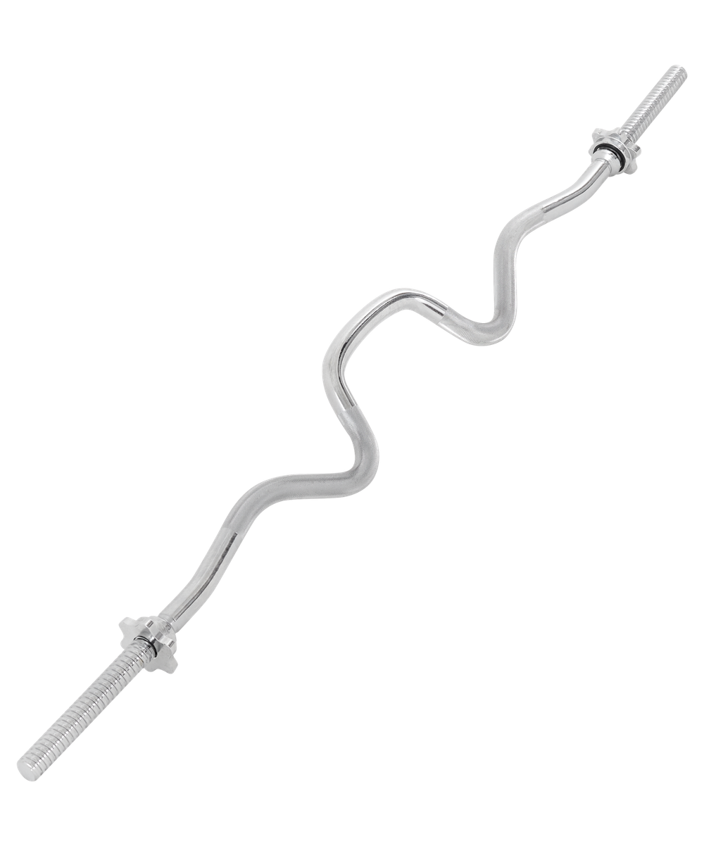 Гриф для штанги BB-102 W-образный, d=25 мм, металлический, с металлическими замками, хром, 120 см