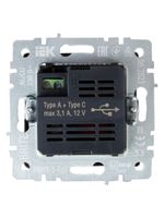BRITE Розетка USB A+C 18Вт РЮ11-1-БрГ графит IEK