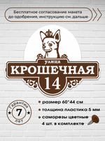 Адресная табличка на дом с собакой чихуахуа в короне, крошечная, 60х44 см.