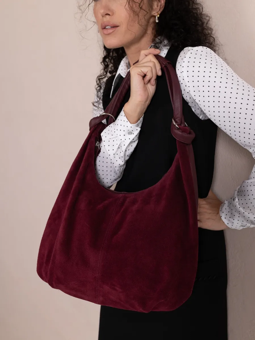 сумка большая через плечо шоппер натуральная замша