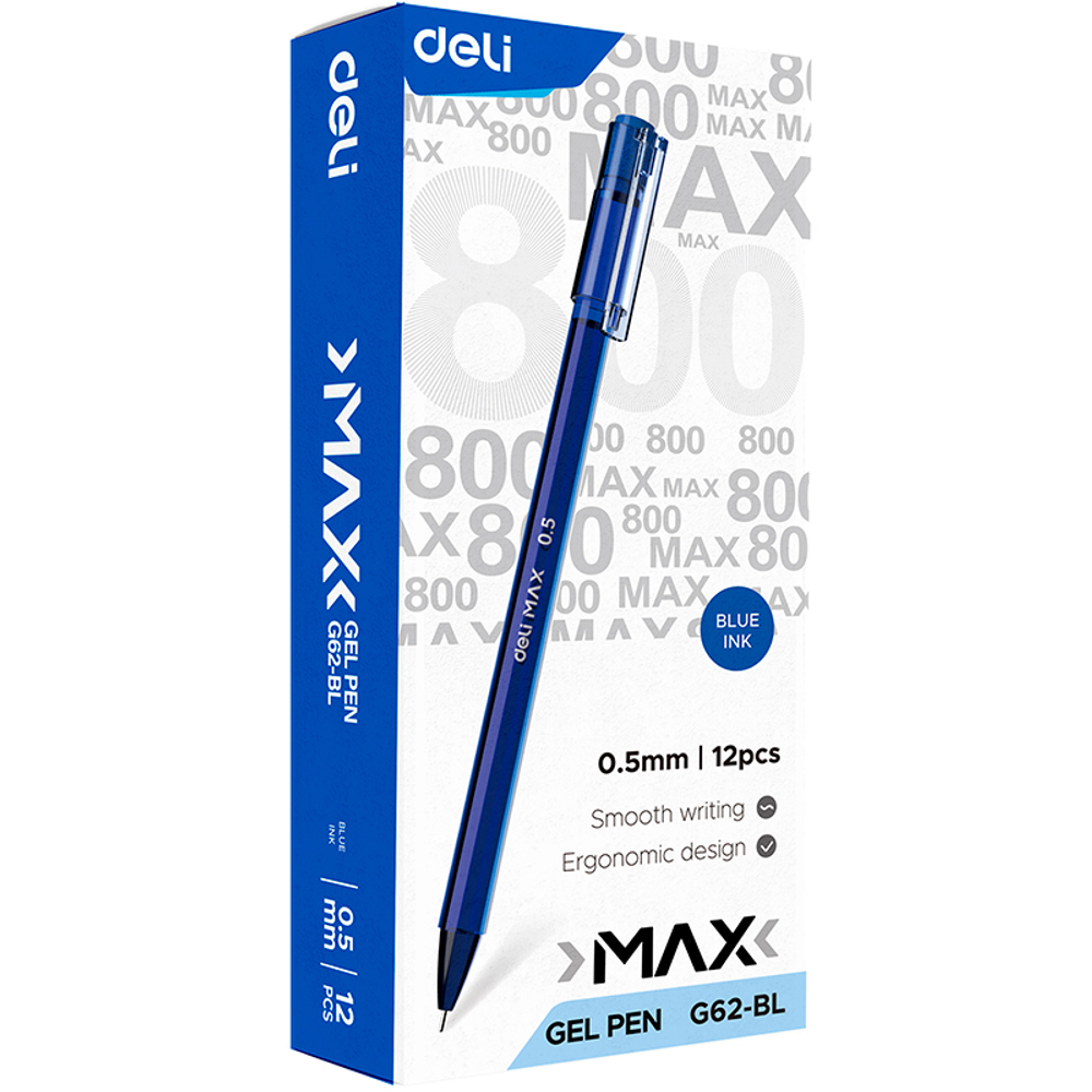 Ручка гелевая DELI "Max" 0,5 мм, синяя