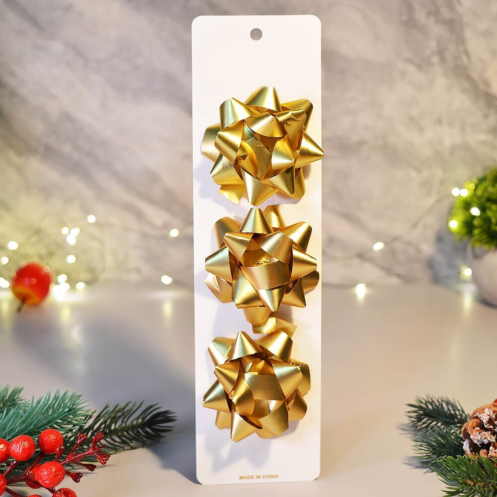 Бант 5см 3шт для упаковки подарков, золото