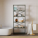 Стеллаж деревянный напольный Юск из массива сосны 6 полок, изумрудный