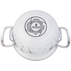 КАСТРЮЛЯ AGNESS ЭМАЛИРОВАННАЯ СО СТЕКЛЯННОЙ КРЫШКОЙ СЕРИЯ "DANDELION", 1,5 Л ДИА. 16СМ