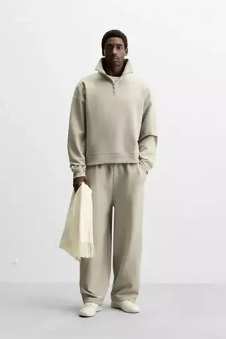ZARA БРЮКИ-ДЖОГГЕРЫ КОМФОРТНОЙ ПОСАДКИ ИЗ ВЫСОКОТЕХНОЛОГИЧНОЙ ТКАНИ, СЕРЫЙ