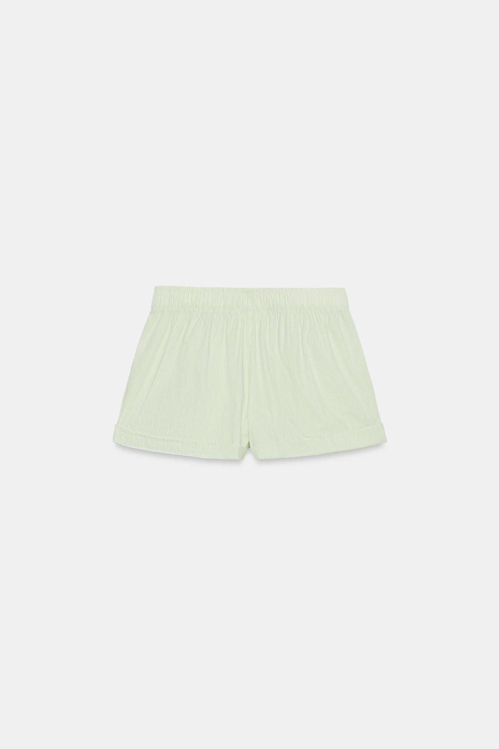 ZARA ШОРТЫ ИЗ ПОПЛИНА В ПОЛОСКУ, ЗЕЛЕНЫЙ/БЕЛЫЙ