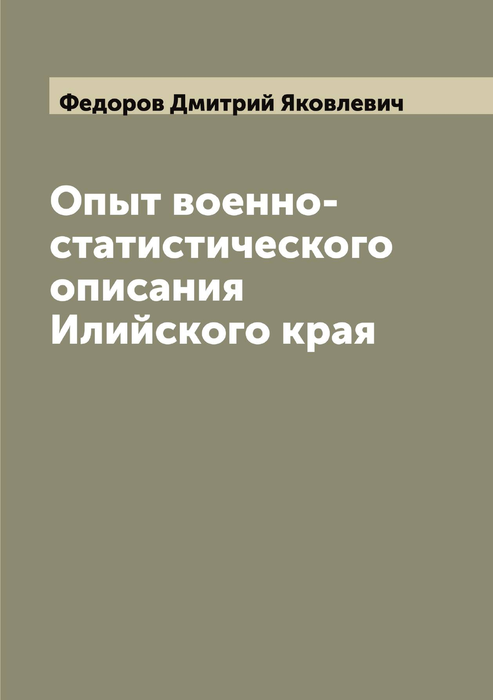 Опыт военно-статистического описания Илийского края | Федоров Дмитрий Яковлевич