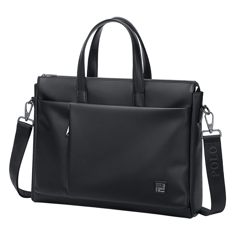 POLO Synthetic Leather Crossbody Bag Briefcase Large Men"s Black/Gray