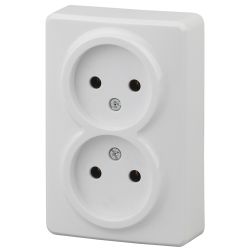 Розетка ЭРА Эксперт 11-2202-01 двойная 2х2P 16A-250В IP20 ОУ белый | Эра Эксперт