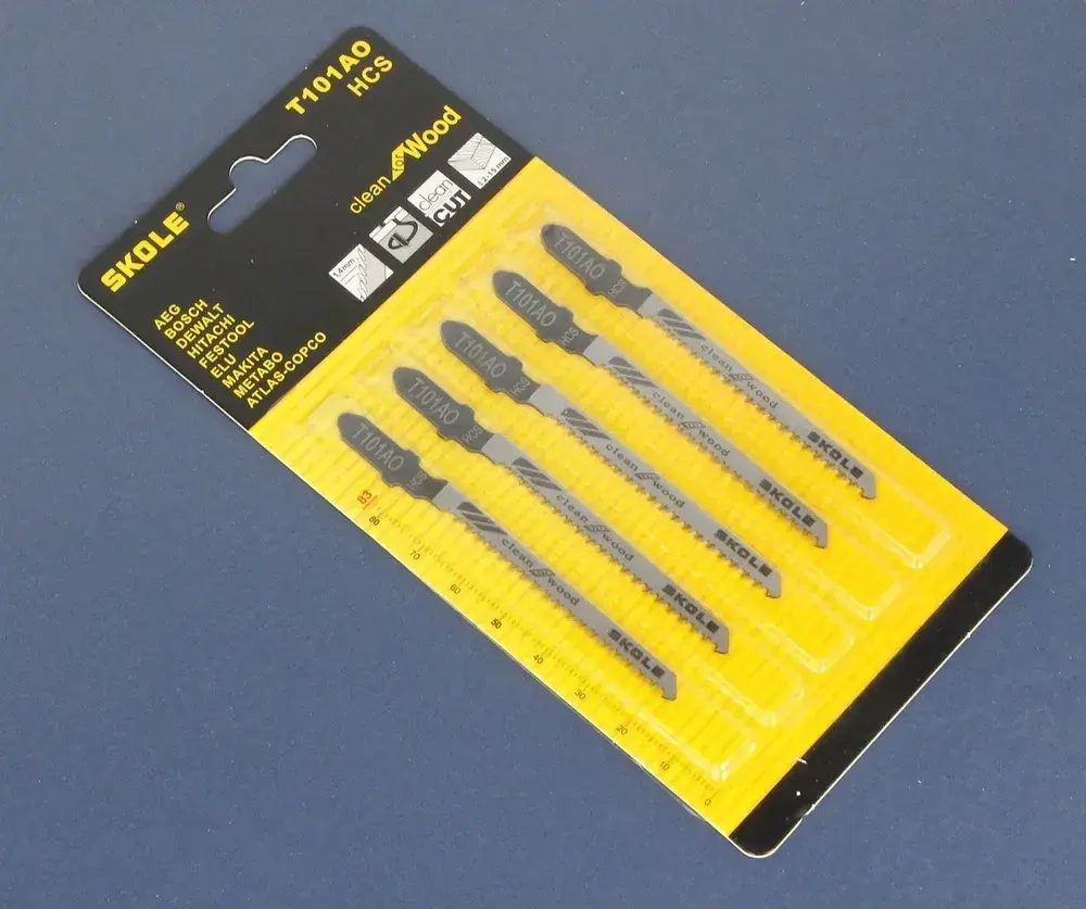 Пилка для лобзика 5шт по дереву T101AO фигурный чистый рез Skole