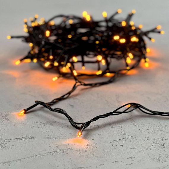 Светодиодная нить 100 желтых LED ламп, 10 м., 24В., черный провод ПВХ, LTC (PST100-11-1Y)