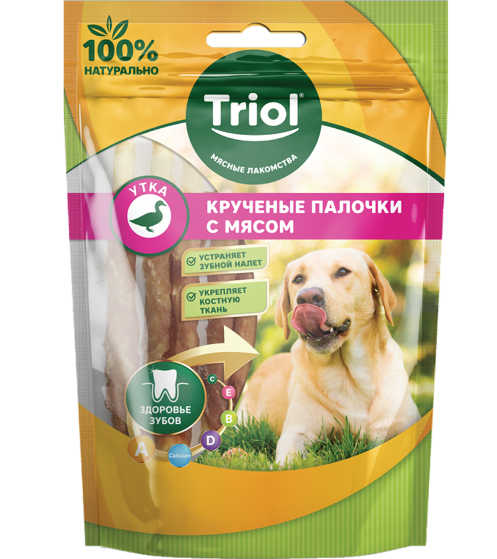 Лакомство для собак «Крученые палочки с мясом утки», 70гр., Triol