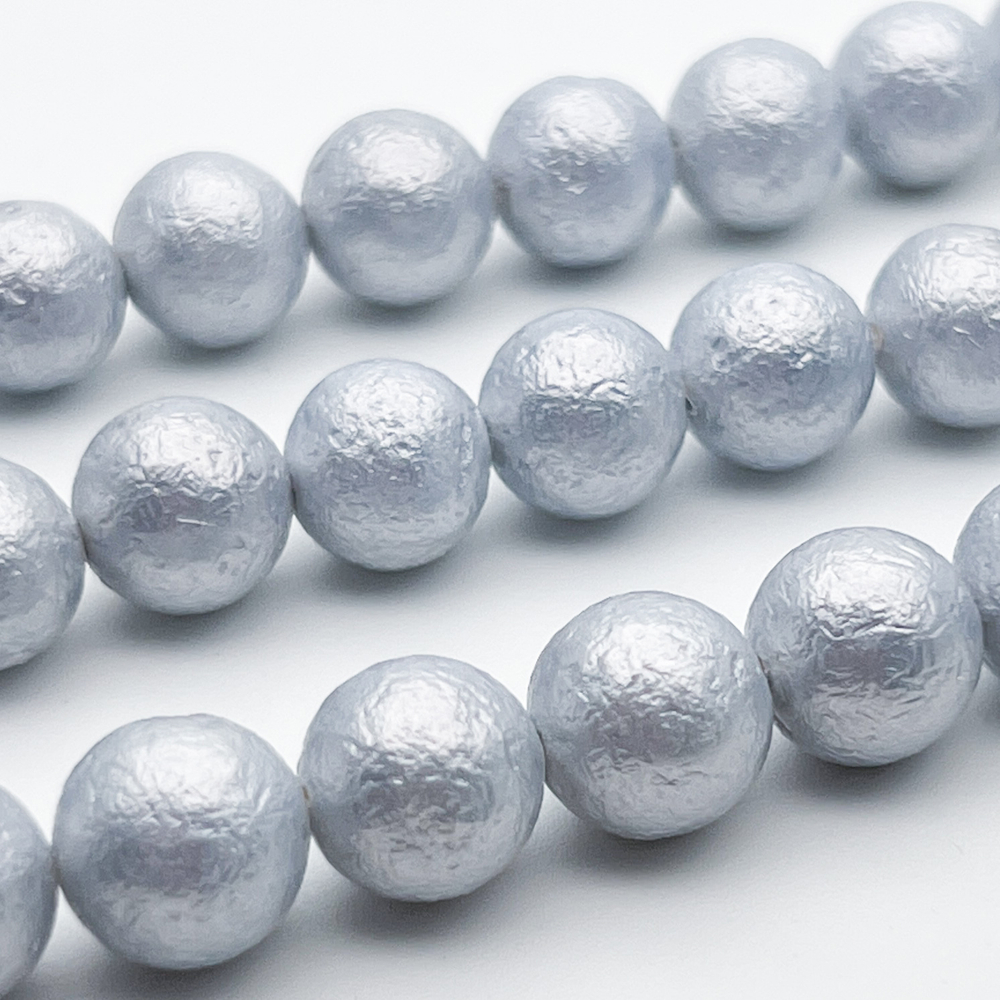 "Майорка" с эффектом фольга, цвет голубой, диаметр 9,8 мм, цена за 10 шт (1/4 нити)