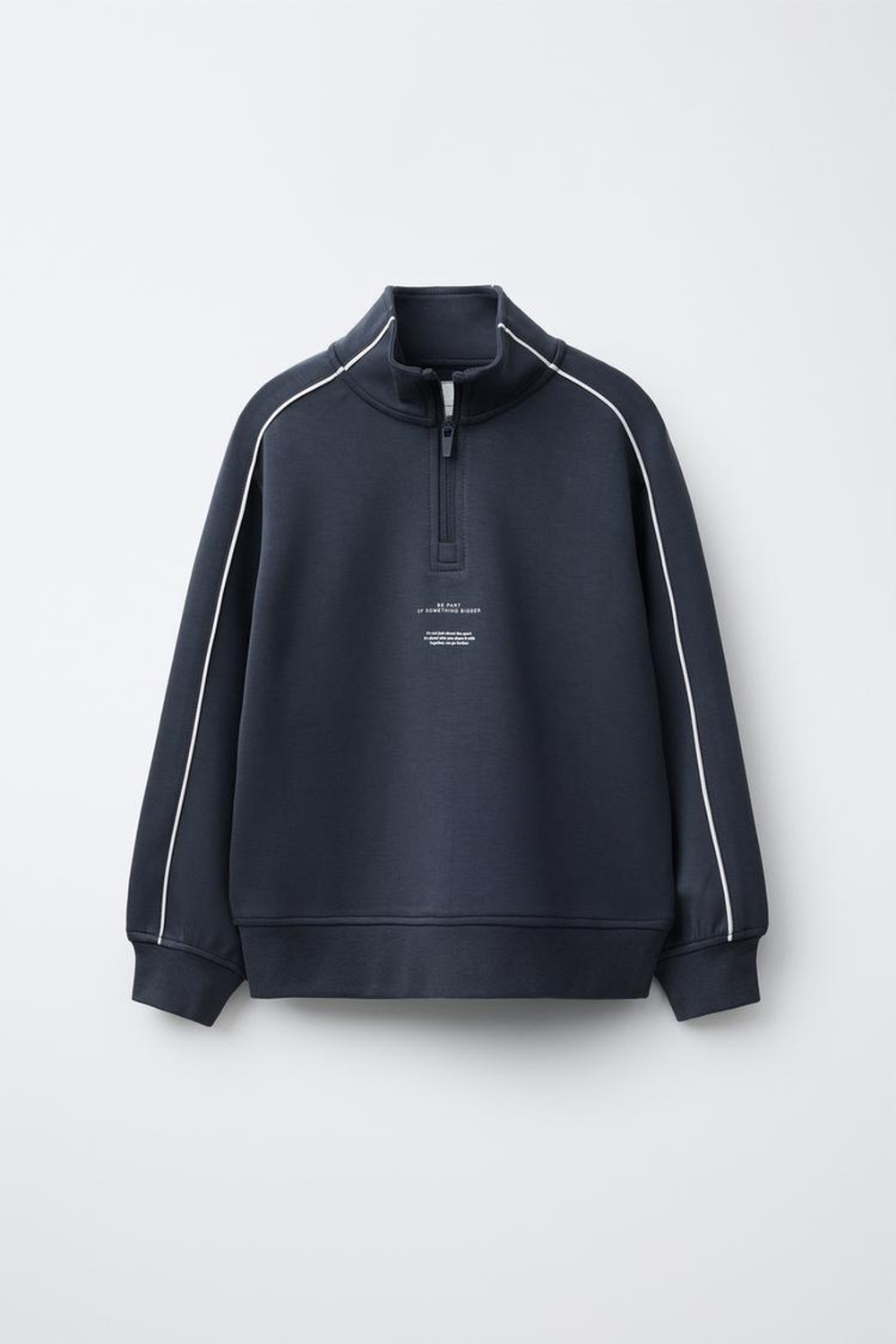 ZARA ТОЛСТОВКА С НАДПИСЬЮ И КОНТРАСТНОЙ ОТДЕЛКОЙ, АНТРАЦИТОВО-СЕРЫЙ