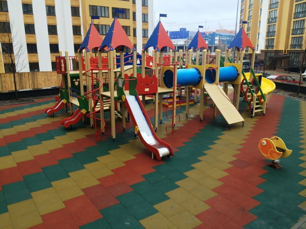 Резиновая плитка Городок 500x500 мм, 10/20/30/40мм