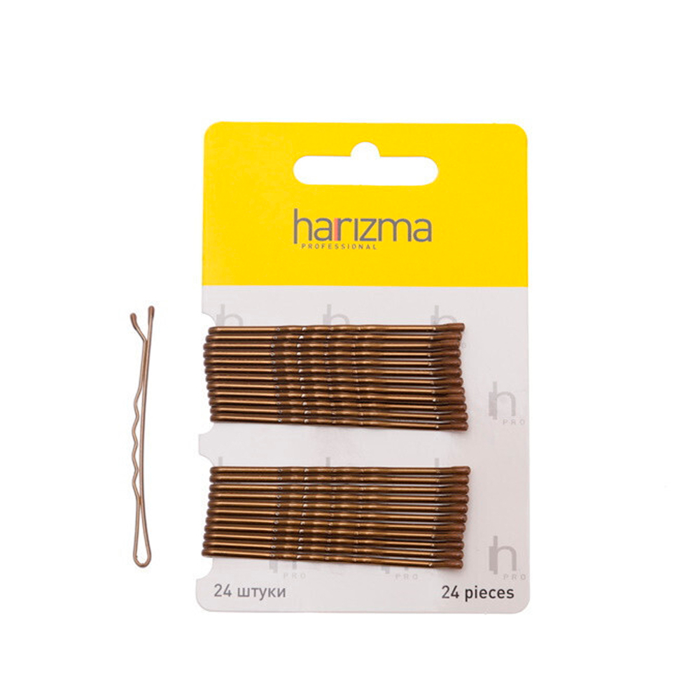 Harizma Невидимки-волна коричневые, 60 мм (24 шт) h10536-04