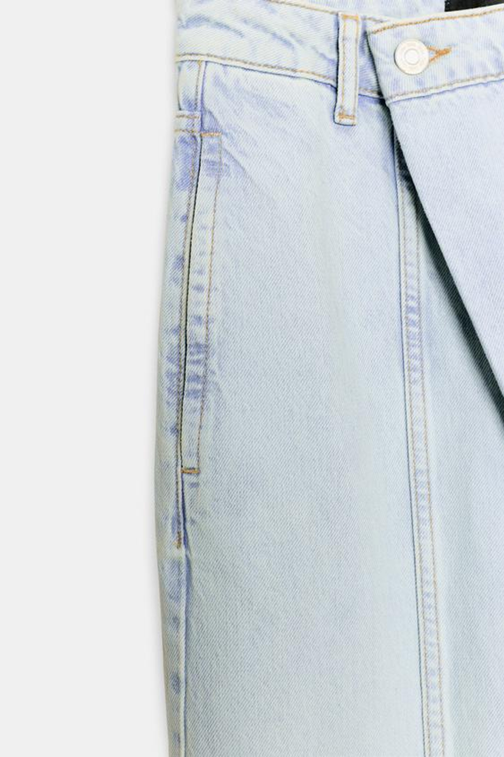 ZARA ДЖИНСЫ Z1975 С НИЗКОЙ ПОСАДКОЙ И ПЕРЕКРЕСТНЫМ ПОЯСОМ, ГОЛУБОЙ