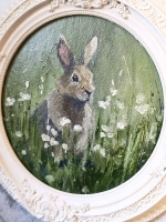 Картина в круглой рамке Зайка