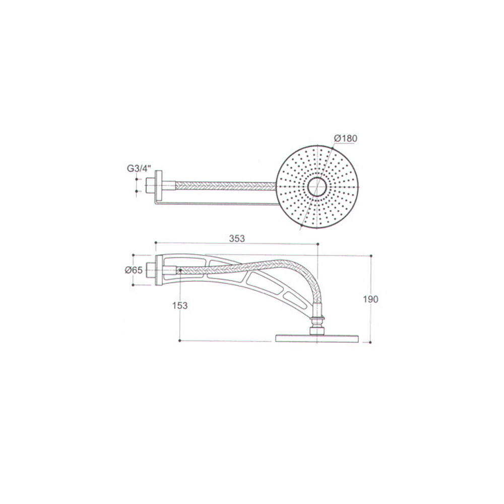 Верхний душ Ritmonio Frame из стены, цвет хром G0BA0766CRL
