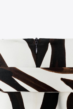 ZARA ЮБКА-КАРАНДАШ С АНИМАЛИСТИЧЕСКИМ ПРИНТОМ ZW COLLECTION, ЭКРЮ / ЧЕРНЫЙ