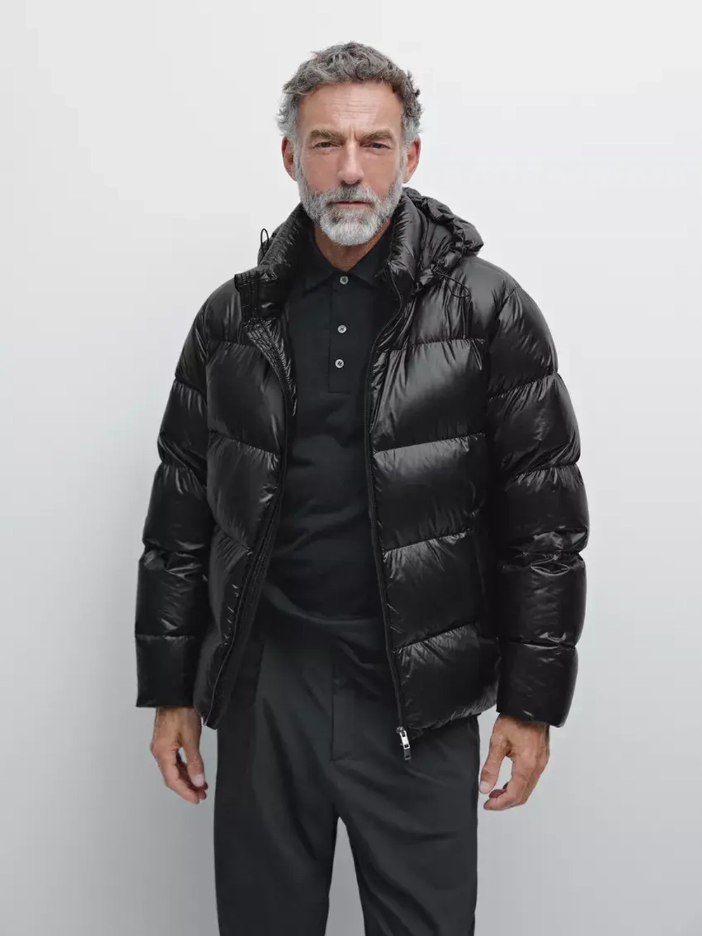 Massimo Dutti Стеганая куртка из сатина с водоотталкивающей пропиткой, черный