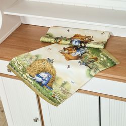 НАБОР ПОЛОТЕНЕЦ 2 ШТ "СИНИЕ КОТЫ. ПРО ЛЮБОВЬ ",40Х60 СМ, 100% ХЛОПОК,ТВИЛ, БЕЖ