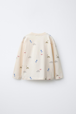 ZARA ФУТБОЛКА С ПРИНТОМ «МАШИНЫ», ЭКРЮ