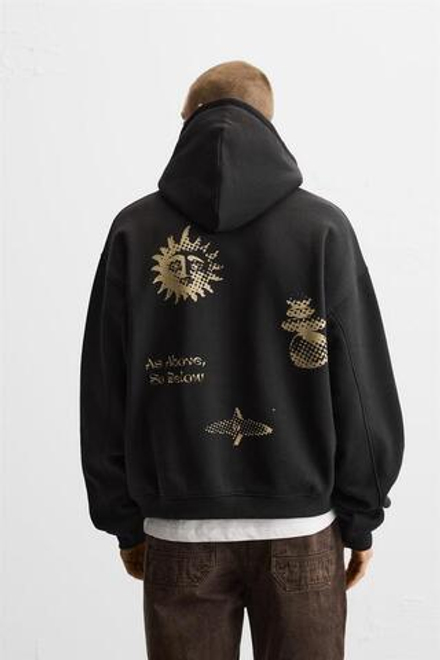 ZARA ХУДИ STUDIO X ALL CAPS, ЧЕРНИЛЬНО-СИНИЙ