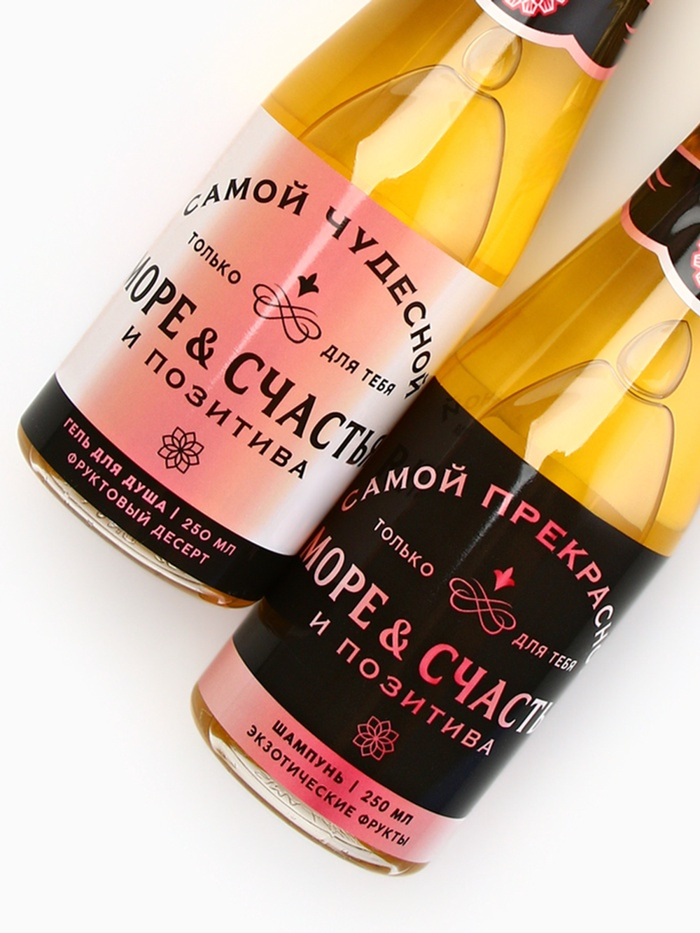 Подарочный набор «Море счастья!»: гель для душа и шампунь для волос шампанское, 2×250 мл, Чистое счастье