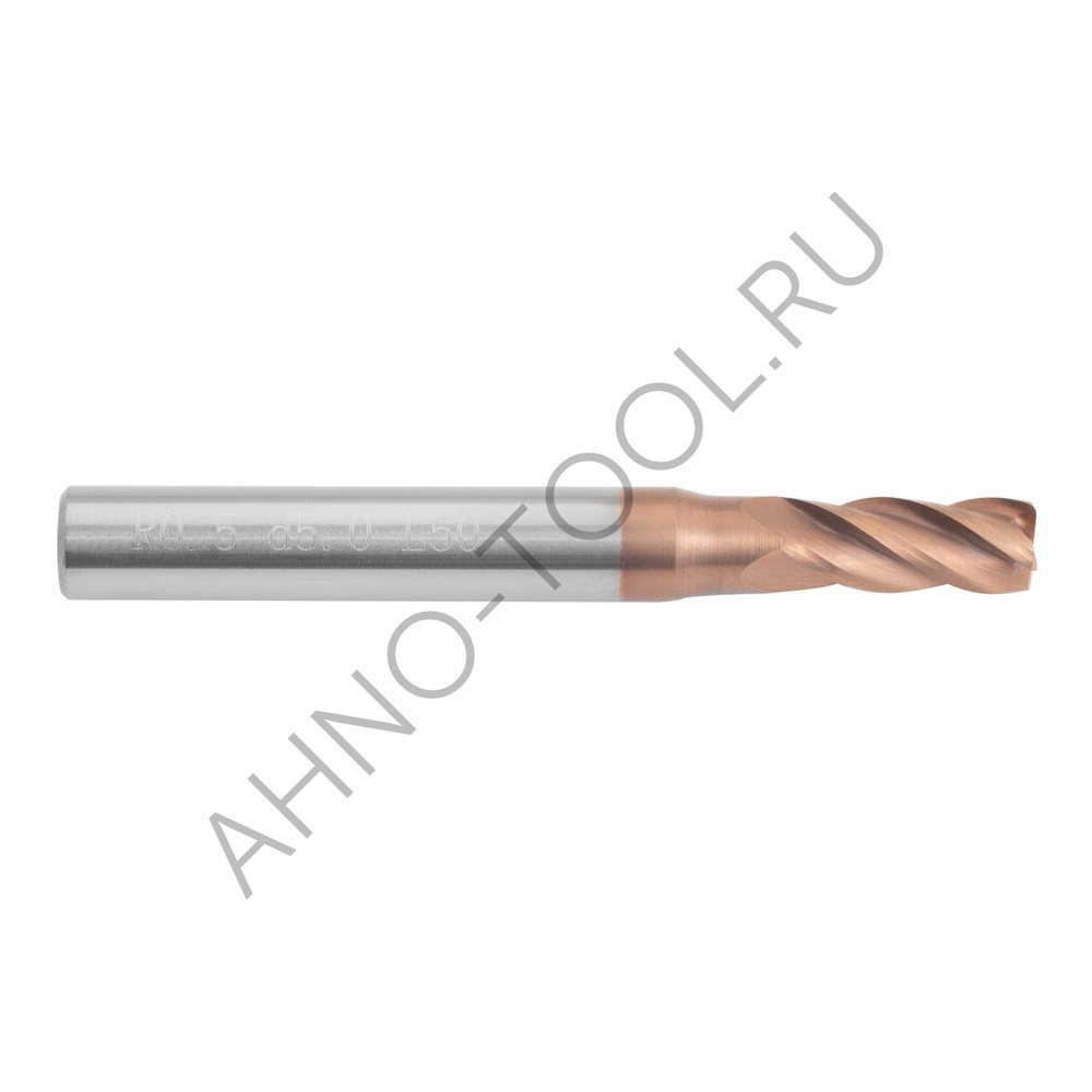 Фреза твердосплавная радиусная   5мм (L=50, l=13, хв=6) Z4 35° по стали, нержавеющей стали, чугуну,