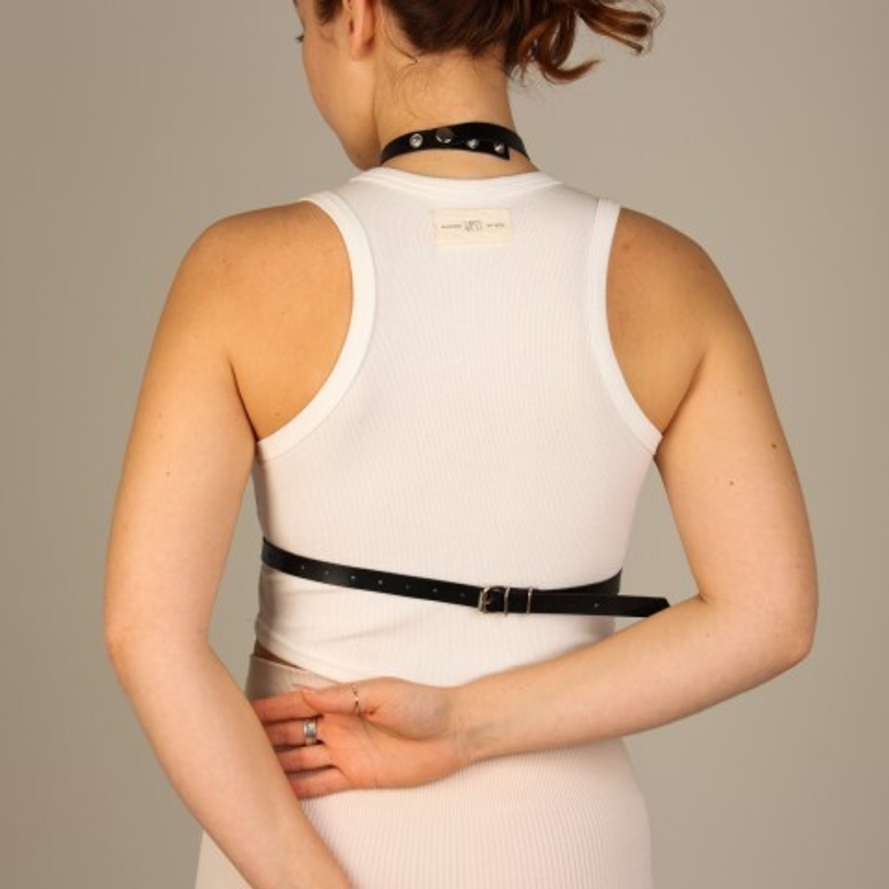 Портупея кожаная для ролевых игр, черная