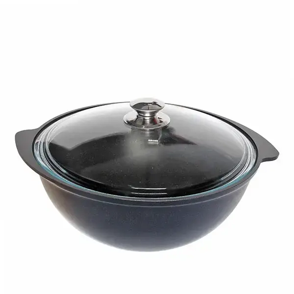 Казан 4,5л литой алюминий со стеклянной крышкой КМ-к47а