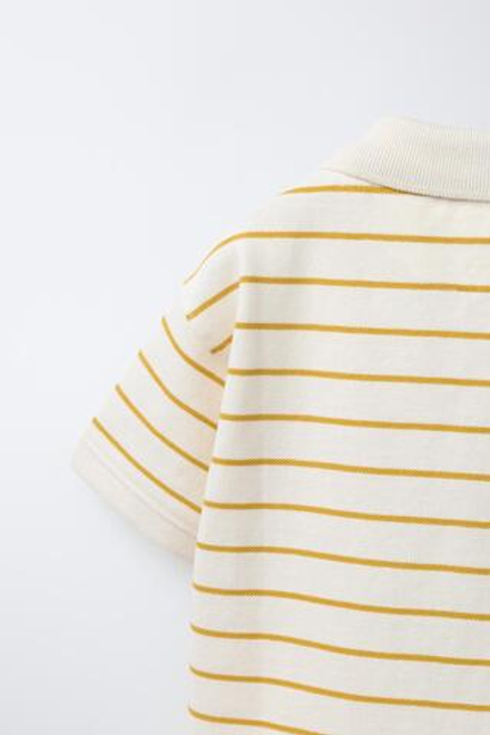 ZARA ПОЛО В ПОЛОСКУ, ЭКРЮ/ЖЕЛТЫЙ