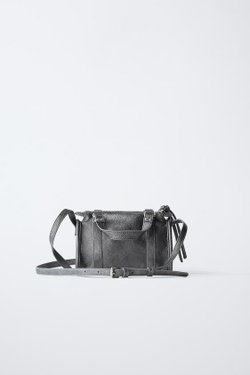 ZARA МЕТАЛЛИЧЕСКАЯ СУМКА, СЕРЫЙ