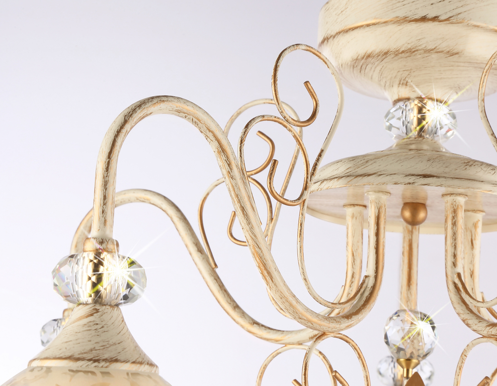 Потолочная люстра TR3057/5 BG/GD/FR бежевый/золото/белый матовый E27/5 max 40W D600*380