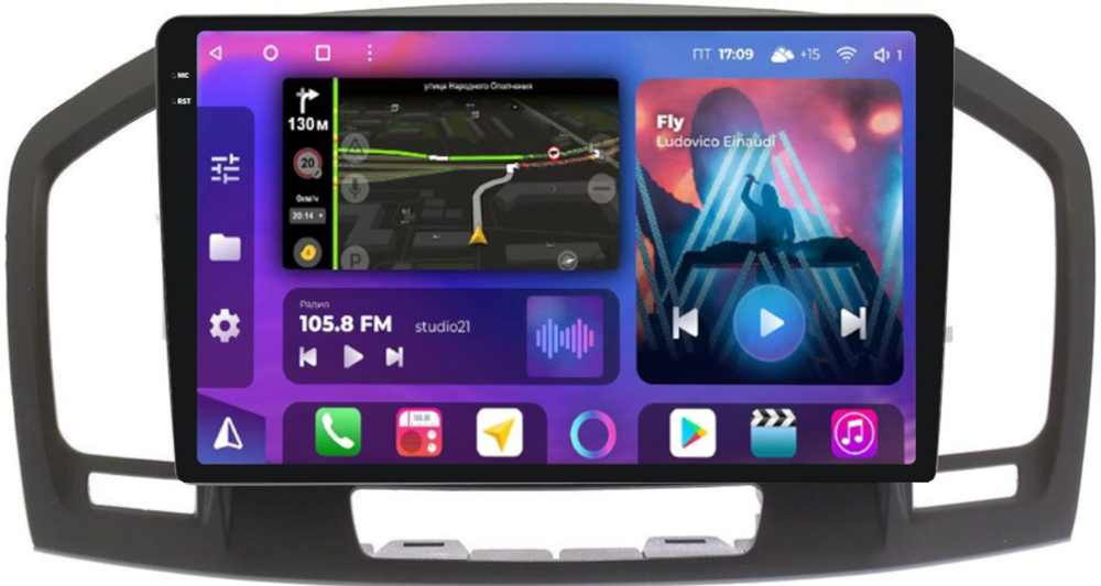 Магнитола для Opel Insignia 2009-2013 (взамен CD300 и CD400) - FarCar BM114M-2K монитор 9.5" 2K QLED на Android 14, TS10, 4+32Гб, CarPlay, 4G SIM-слот