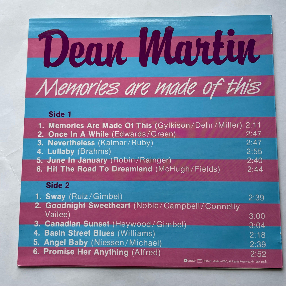 Винтажная виниловая пластинка LP Dean Martin, Memories Are Made Of This (Дания 1987)
