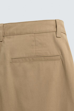 ZARA БРЮКИ WIDE FIT СО СКЛАДКАМИ, БЕЖЕВЫЙ