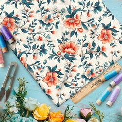 Ткань премиум атлас весенняя цветочная иллюстрация