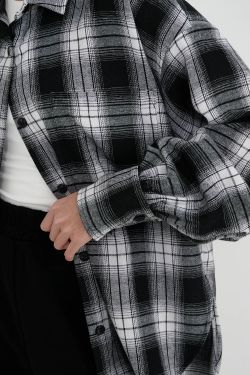 Рубашка из фланели в серо-черную клетку
