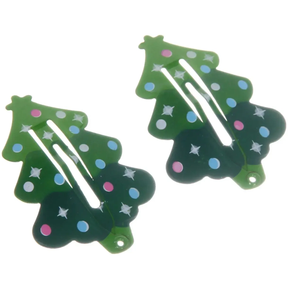 Зажимы для волос 2шт «Новогодняя сказка - Ёлочки», 5*2см