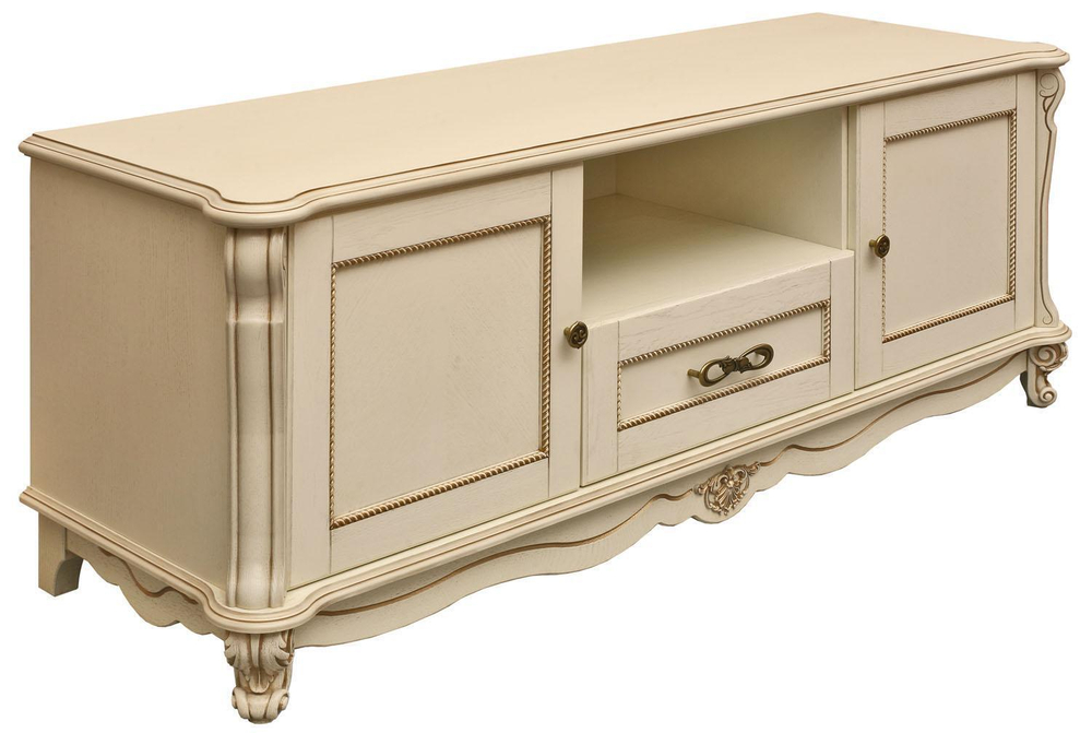 Тумба ТВ "Алези" П1.350.0.02 Слоновая кость с золочением, Массив