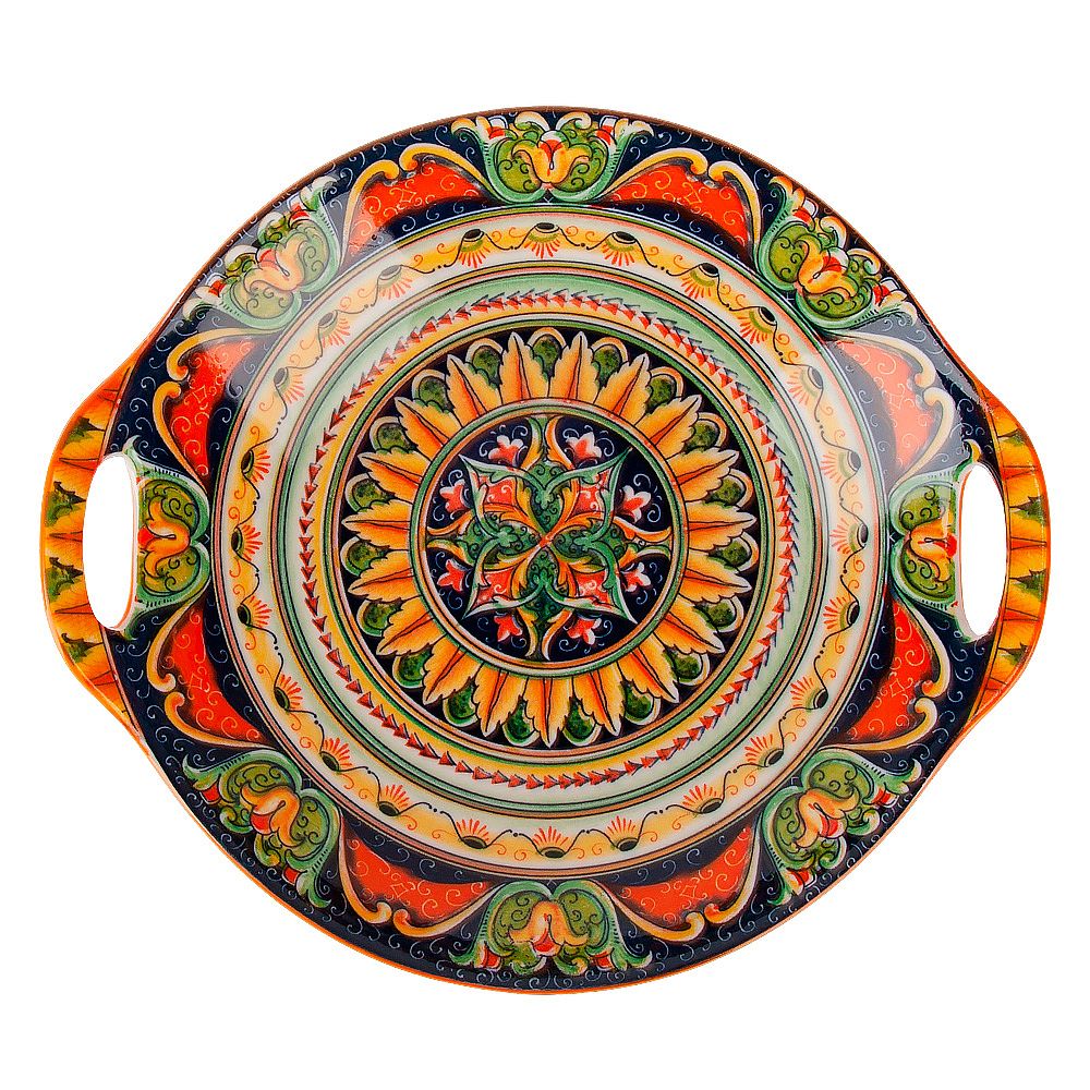Блюдо с ручками "Arabesque" (оранжевый) 22,5х20см (min9) (транспортная упаковка)