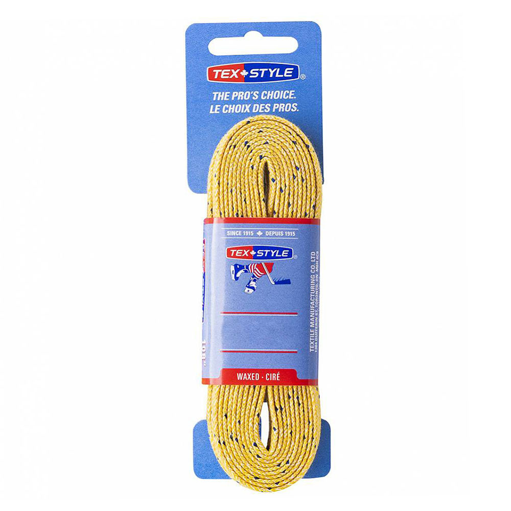 Шнурки для коньков Texstyle Double Blue Line Waxed 1510MT-YL-244, длина 244см.