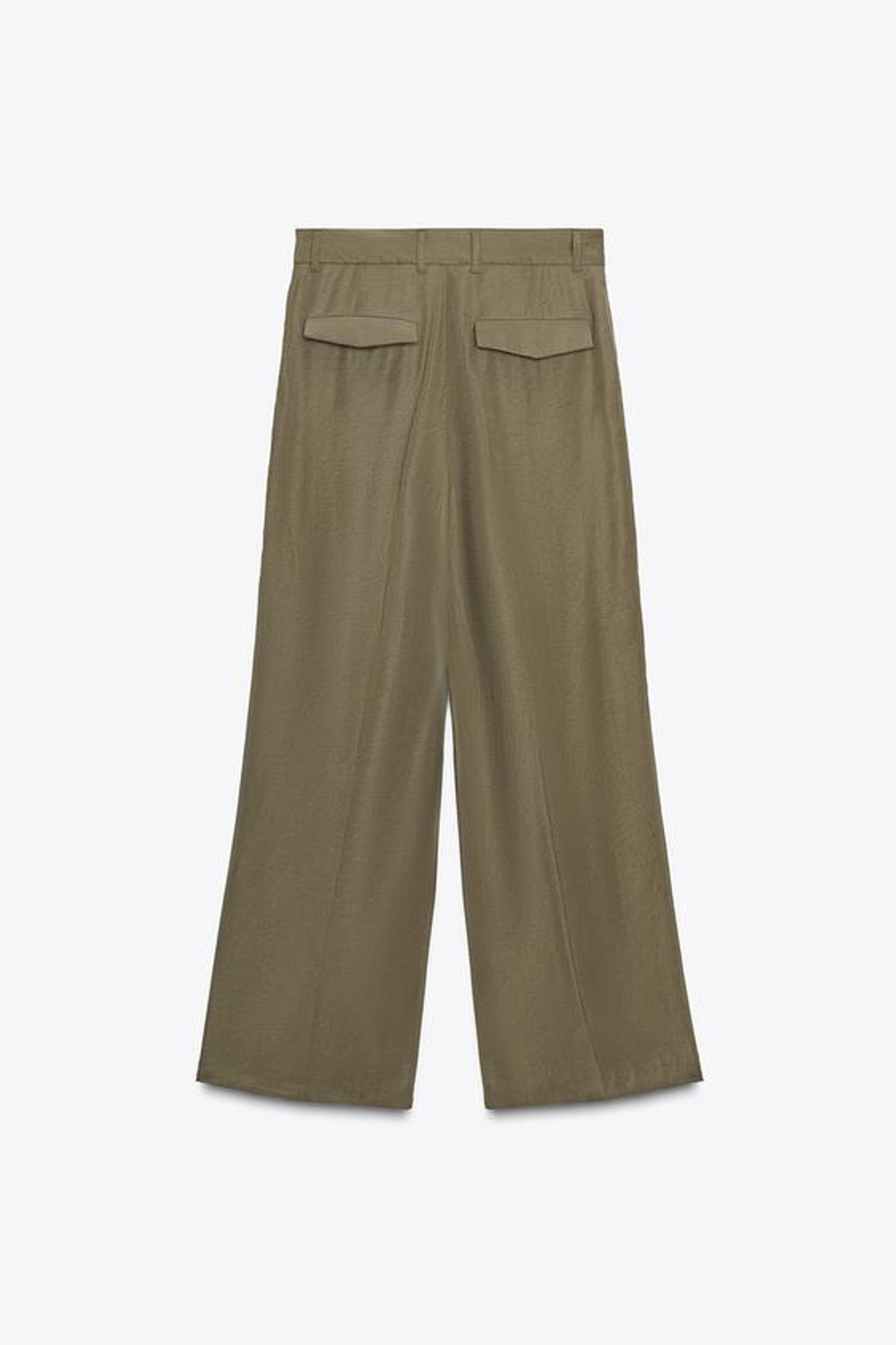 ZARA БРЮКИ С ДВУМЯ СКЛАДКАМИ И КЛАПАНАМИ, ТЕМНЫЙ ХАКИ