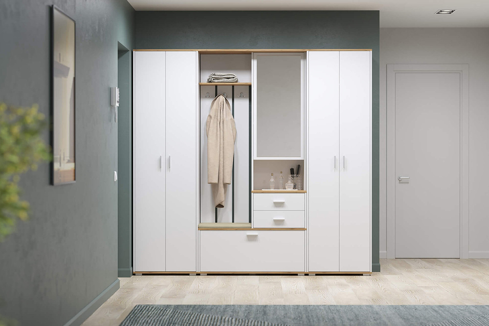 Прихожая с зеркалом Антре 65.08, Белый