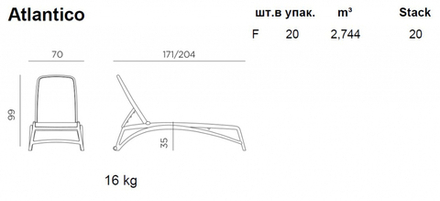 Шезлонг-лежак пластиковый Nardi Atlantico, белый